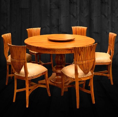 Dining Sets /Round Carving Dining Table Teak Wood