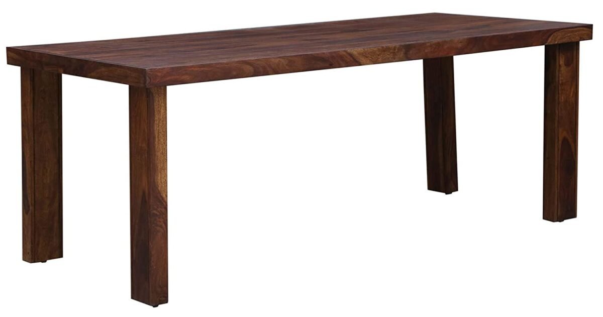 Solid Sheesham Wood Dining Table Set in Brown Finish – Antique Wooden ...