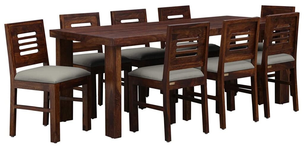 Solid Sheesham Wood Dining Table Set in Brown Finish – Antique Wooden ...